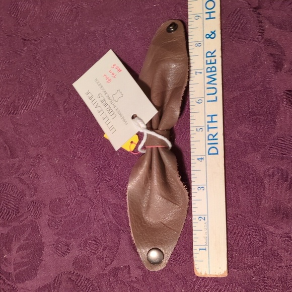 NEW! Handmade Genuine Leather Bow Bracelet #08 Tan Gunmetal - Picture 7 of 10